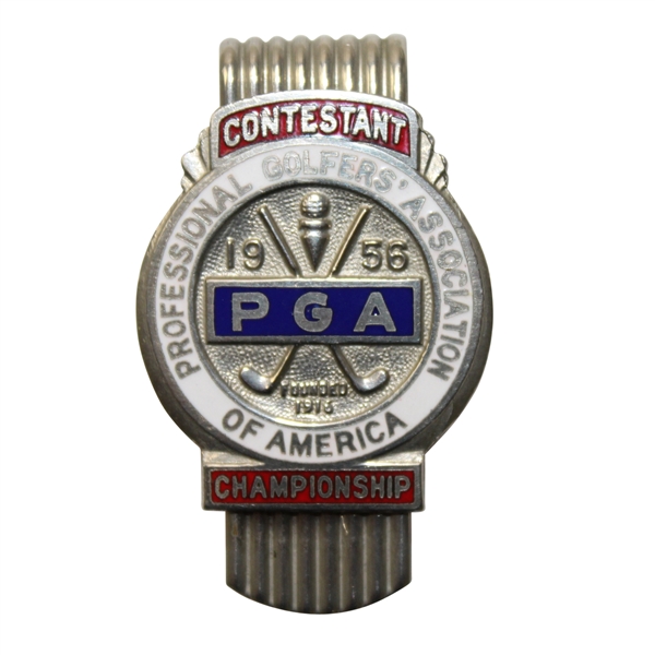 1956 PGA Championship at Blue Hill CC Contestant Money Clip/Badge - Jack Burke Winner