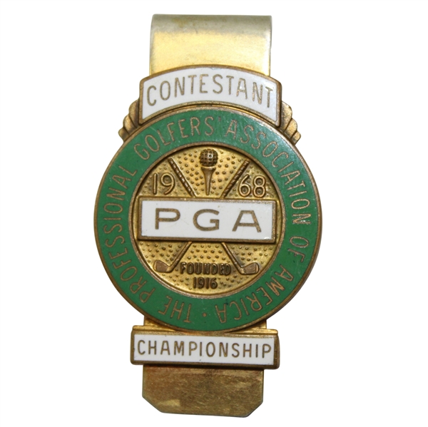 1968 PGA Championship at Pecan Valley CC Contestant Money Clip/Badge - Julius Boros Winner