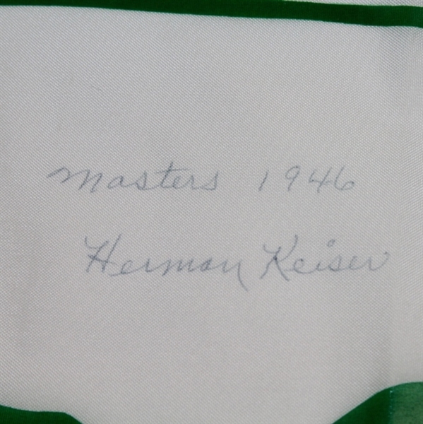 Herman Keiser Signed Classic Masters White Flag with Notation 'Masters 1946' JSA ALOA
