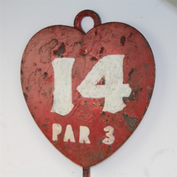 Circa 1800's Heart Shaped Cast Iron #14 Hole Marker - Par 3 - Seldom Seen