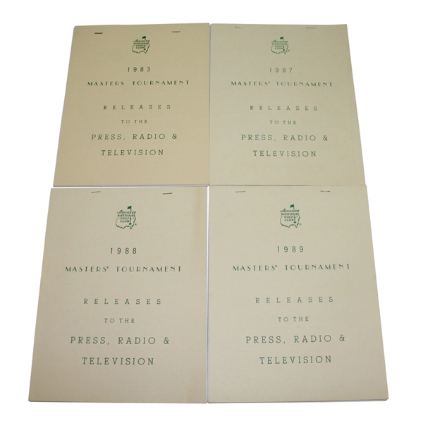 Lot of Four Masters Tournament Press, Radio, & Television Booklets - 1983, 1987, 1988, & 1989