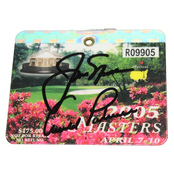 Jack Nicklaus & Arnold Palmer Signed 2005 Masters Badge #R09905 JSA ALOA