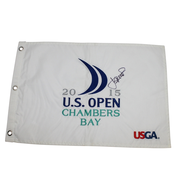 Jordan Spieth Signed 2015 US Open at Chambers Bay Embroidered Flag JSA ALOA