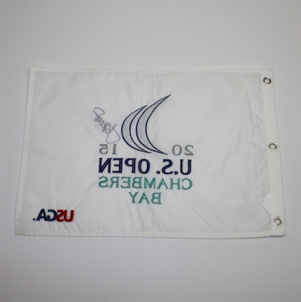 Jordan Spieth Signed 2015 US Open at Chambers Bay Embroidered Flag JSA ALOA