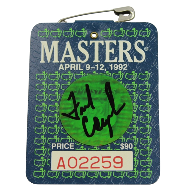 Fred Couples Signed 1992 Masters Bdage #A02259 JSA ALOA