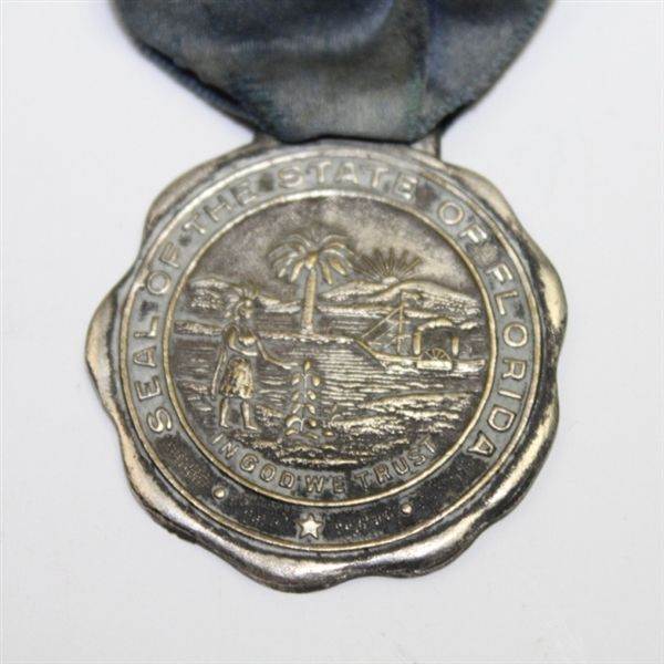 1925 Florida State Golf Assoc. Medal Trophy Pin with Ribbon - Miami