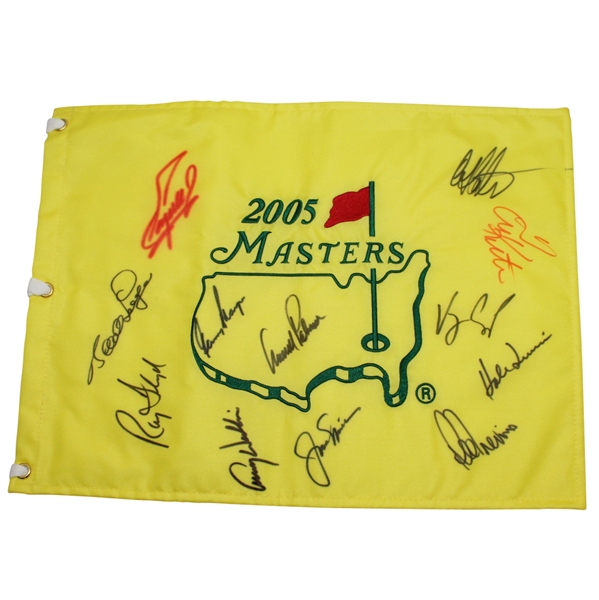 Multi-Signed 2005 Masters Embroidered Flag JSA ALOA