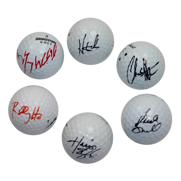 Lot of Six Signed Golf Balls - Mahan, Horshel, English, Snedeker, Woodland, & Hoffman JSA ALOA