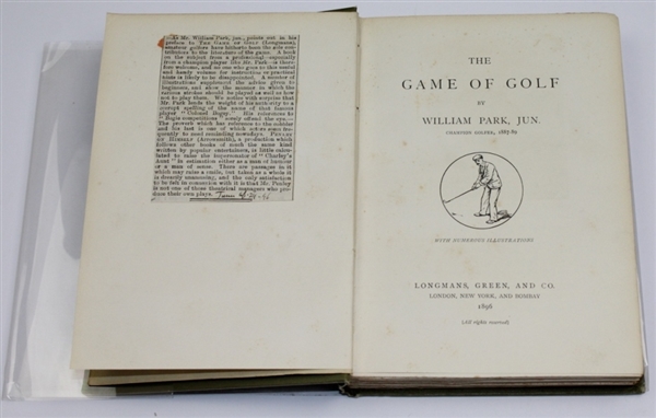 1896 'The Game of Golf' Book by W. Park Jr.
