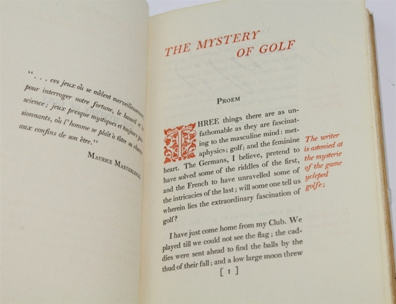 1908 'The Mystery of Golf' Ltd Ed 183/400 Book by Arnold Haultain - First Edition