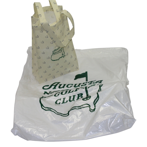 Lot of Two Augusta National Golf Club Gift Bags - One Cloth & One Plastic