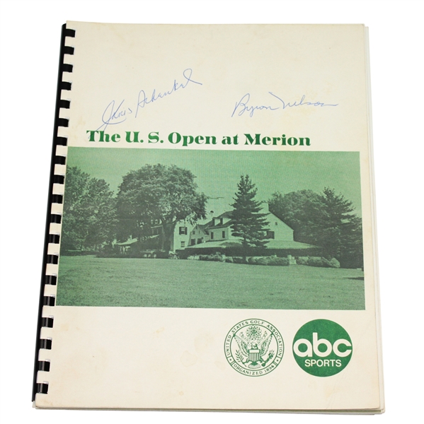 Byron Nelson & Chris Schenkel Signed 1971 US Open @ Merion ABC Sports Media Guide JSA ALOA