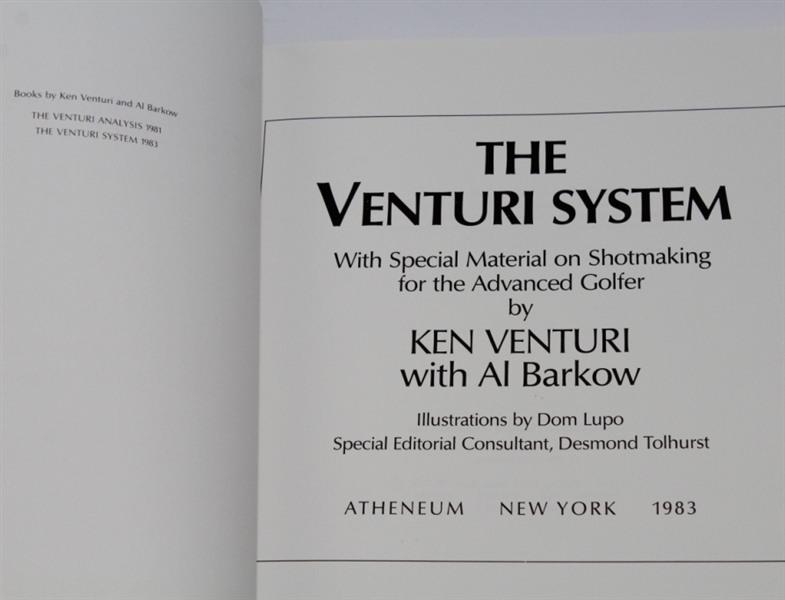 Ken Venturi Signed 'The Venturi System- Book JSA ALOA