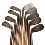 Vintage Set of Tom Stewart "Holy Grail of Irons" R.T.J. Irons with Inspection Marks - 1-9 Irons with Golf Bag