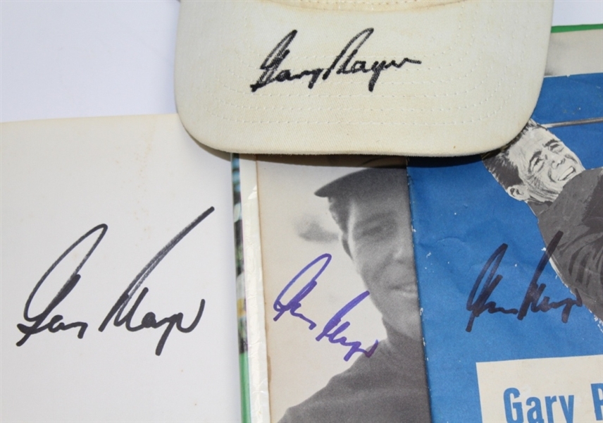 Set of Three Gary Player Signed Books with Signed Hat JSA ALOA