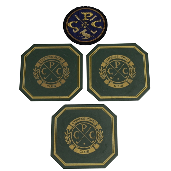 Lot of Three Classic Cypress Point Club Coasters with Crest