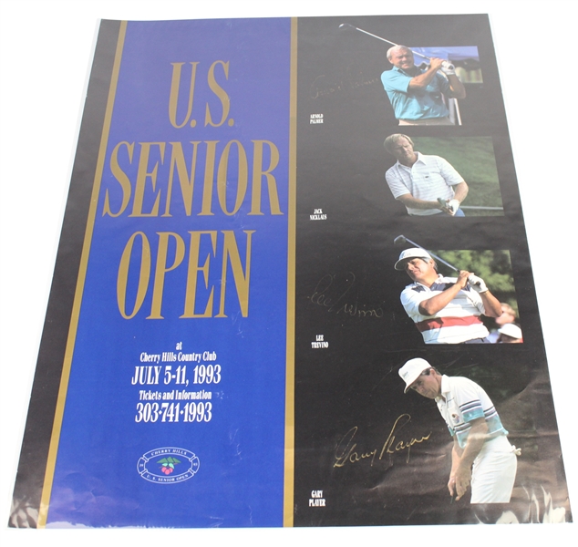 Multi-Signed 1993 US Senior Open at Cherry Hills Poster JSA ALOA