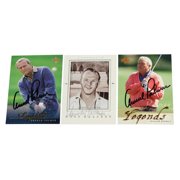 Lot of Three Arnold Palmer Signed UpperDeck Golf Cards - All with JSA COA's