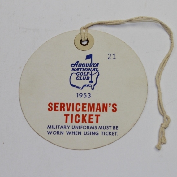 1953 Masters Final Round Serviceman's Ticket #21-Ben Hogan Winner-Top Condition Example!