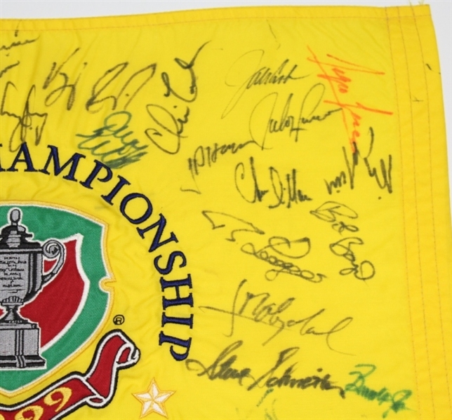 Multi-Signed 1999 PGA Championship at Medinah Embroidered Flag - Signed by Payne Stewart