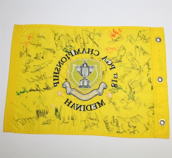 Multi-Signed 1999 PGA Championship at Medinah Embroidered Flag - Signed by Payne Stewart