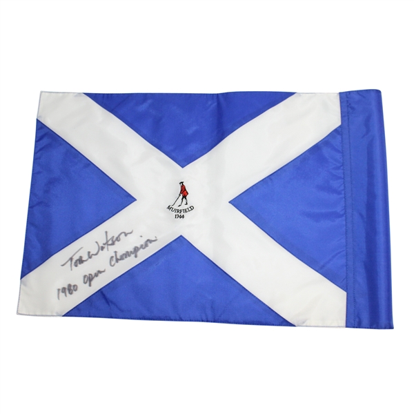 Tom Watson Signed Muirfield Embroidered Flag - 1980 Champ Inscription JSA ALOA