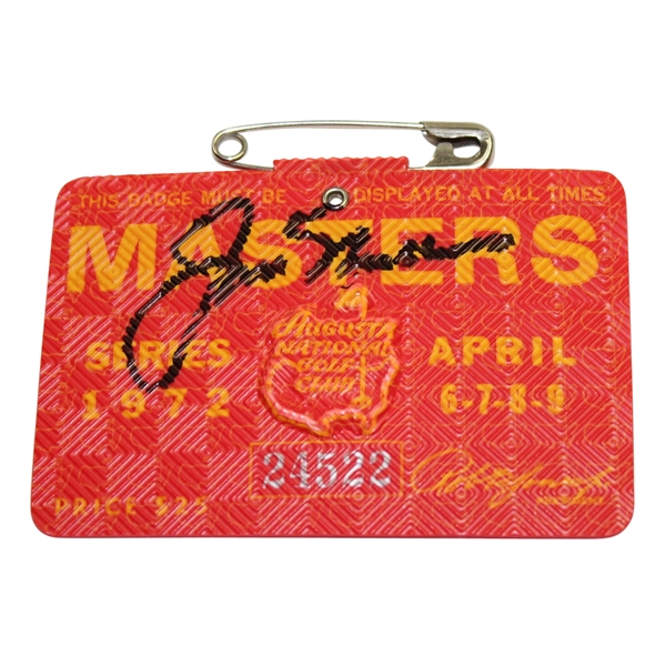 Jack Nicklaus Signed 1972 Masters Badge #24522 JSA ALOA