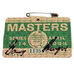 Gary Player Signed 1974 Masters Badge #11351 JSA ALOA