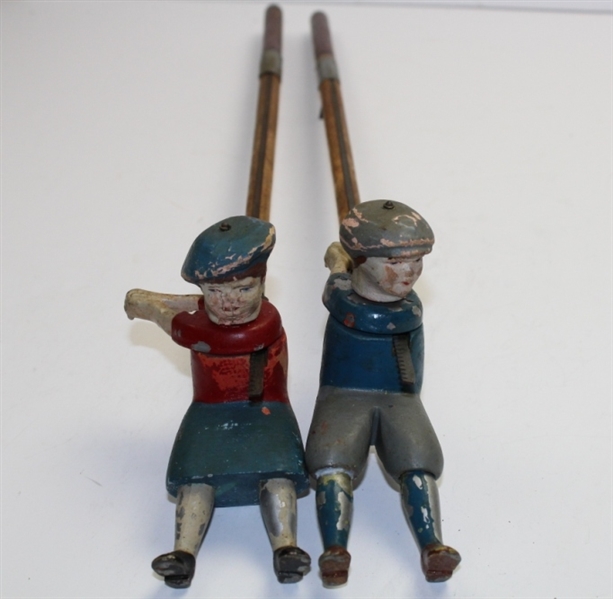 Vintage Pair of Schoenhut Golfers with Clubs, Traps, Putting Green, and other - No Box