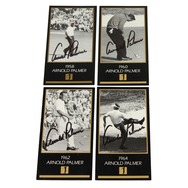 Lot of Four Arnold Palmer Signed Grand Slam Ventures Masters Cards JSA ALOA