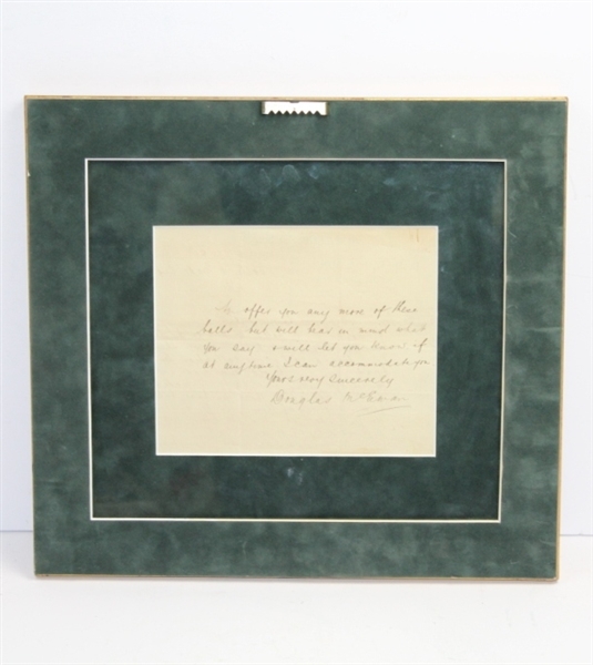 Douglas McEwan Hand-Written Letter on D. McEwan & Son Letterhead 