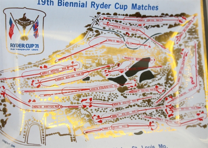 Classic 1971 Ryder Cup at Old Warson Depicting Course Layout Ash-Tray