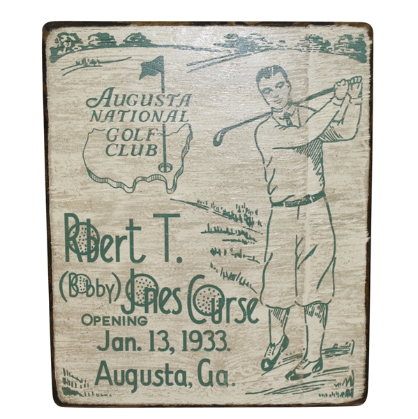 Bobby Jones Wooden Sign 1933 Course Opening