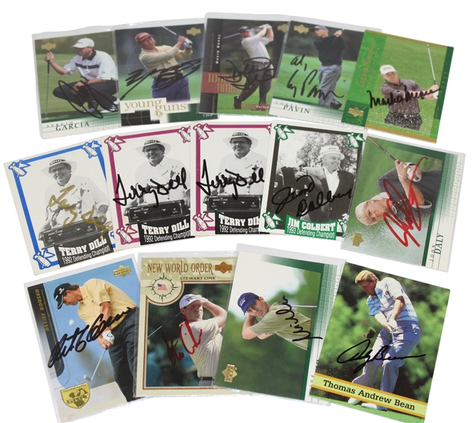 Lot of 14 Signed Assorted Golf Cards JSA ALOA