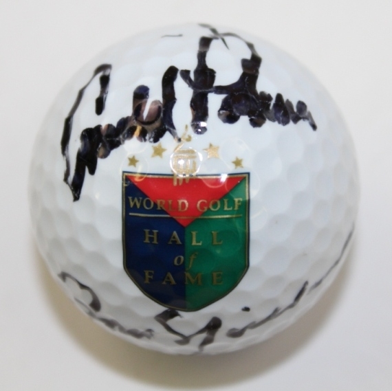 Jack Nicklaus & Arnold Palmer Dual Signed Hall of Fame Logo Golf Ball PSA #V10487