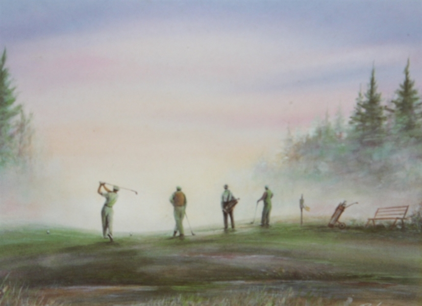 R.F. Harnett Print - Golfer's Teeing Off in Fog