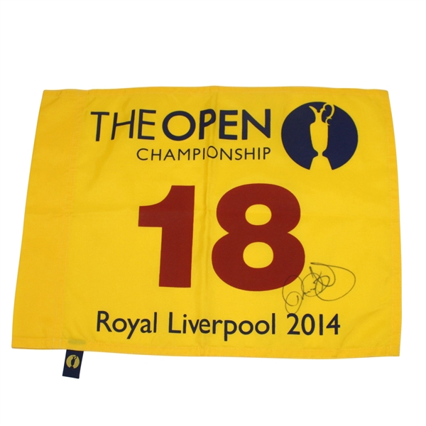 Rory McIlroy Signed 2014 Open Championship at Royal Liverpool Flag JSA ALOA
