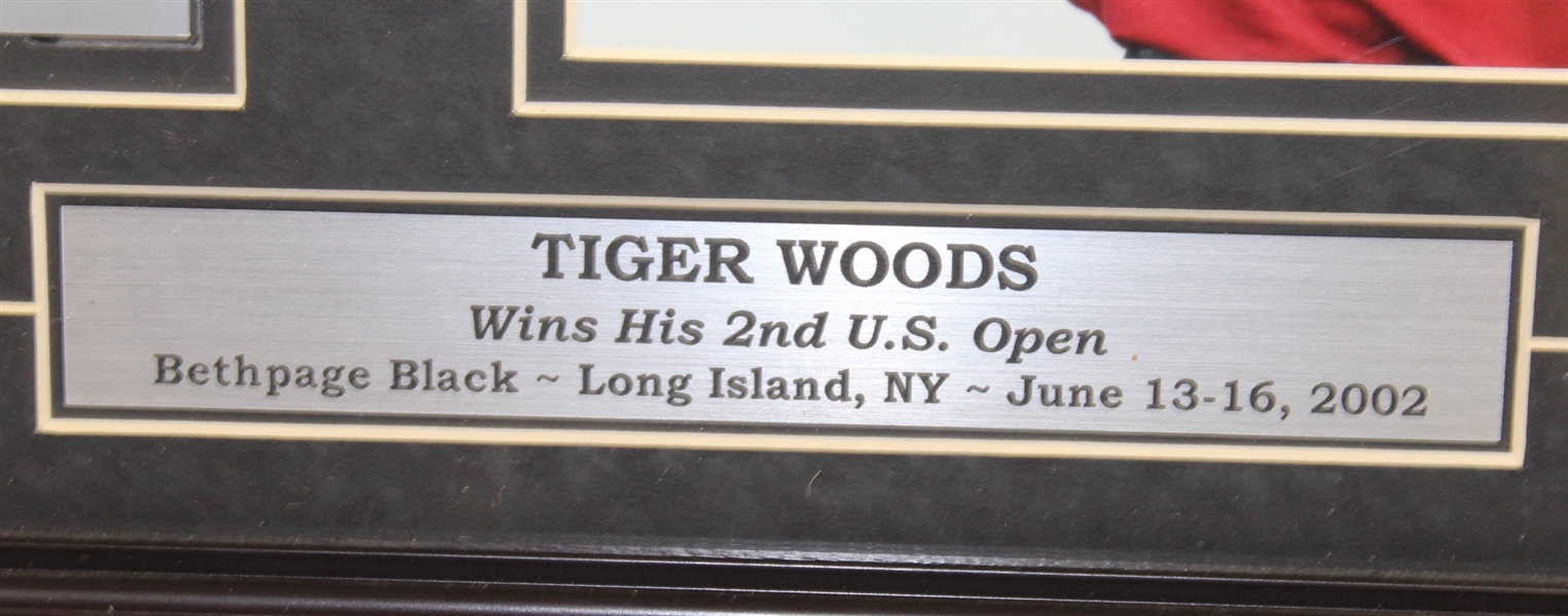 Tiger Woods 2002 US Open at Bethpage Black Display with Ticket & Photo - Framed