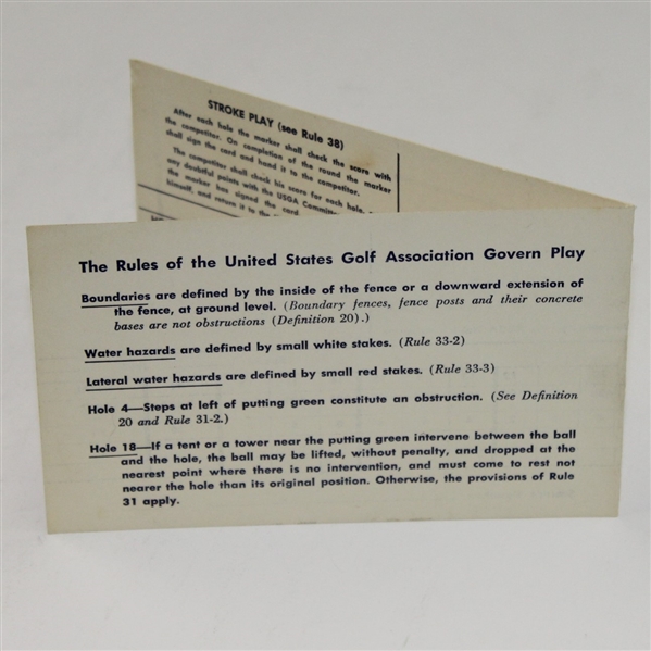 1954 US Open at Baltusrol Golf Club Official Scorecard