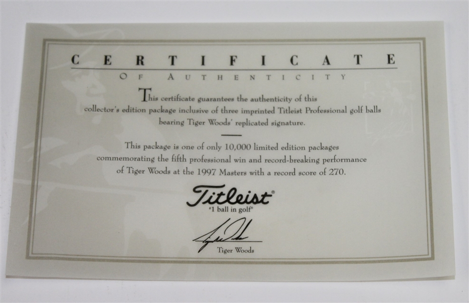 Tiger Woods Titleist Ltd Ed Commemorative Boxes with Balls - First 7 Wins