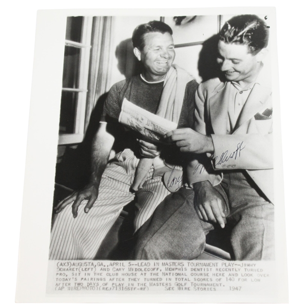 Cary Middlecoff Signed 1947 Masters Photo with Jimmy Demaret JSA ALOA