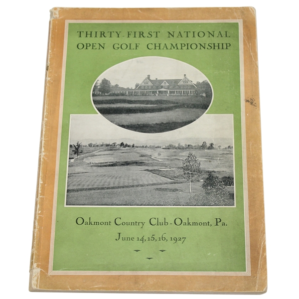 1927 US Open Championship at Oakmont CC Program - Tommy Armour Winner