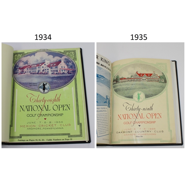 1934 & 1935 US Open Programs - Merion & Oakmont - Binded by W. Albert Heizmann Jr.