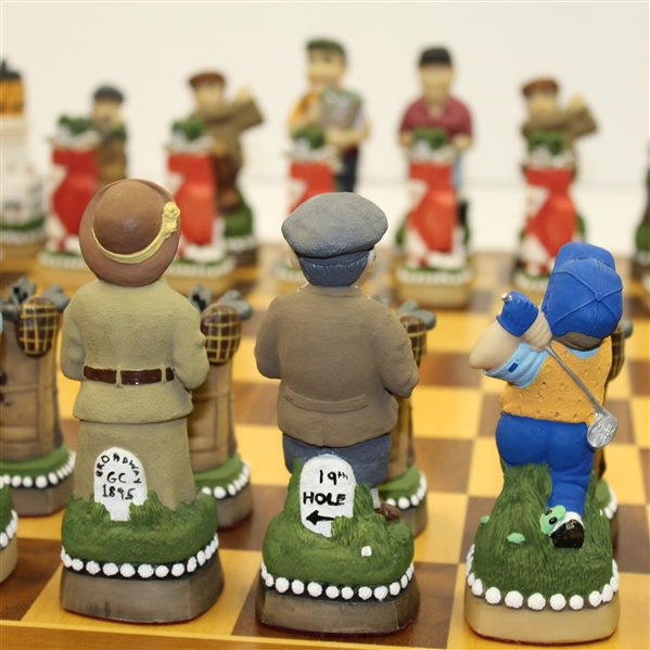 Hand Painted Old Golfers vs. New Golfers Themed Chess Set - 23 x 23