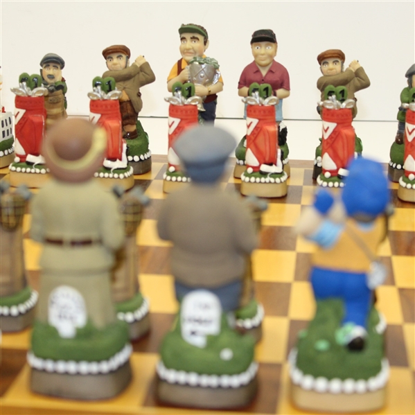 Hand Painted Old Golfers vs. New Golfers Themed Chess Set - 23 x 23