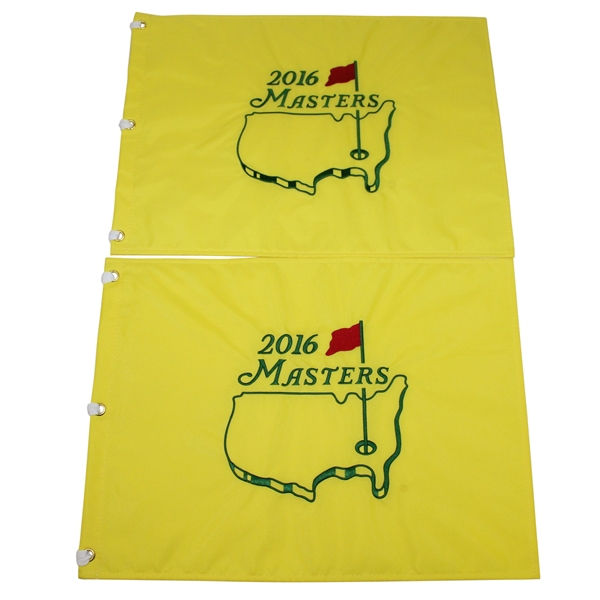 Lot of Two 2016 Masters Embroidered Flags - Danny Willett Winner