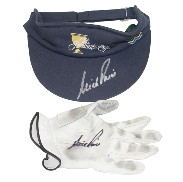 Nick Price Signed Golf Glove & President's Cup Visor JSA ALOA