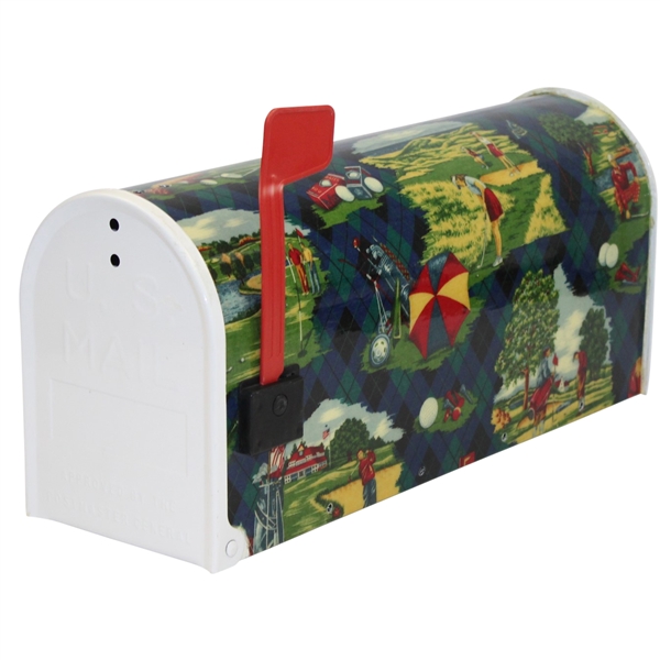 Decorative Full Size Mailbox with Golf Scenes Depicted Throughout