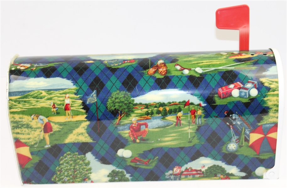 Decorative Full Size Mailbox with Golf Scenes Depicted Throughout