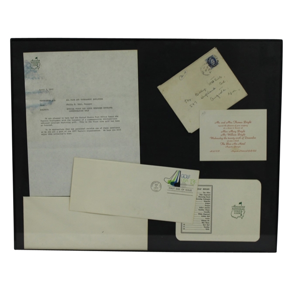 Framed 1977 Phil Wahl Correspondence Letter with Scorecard, 1956 Bon Air Invite, and FDI